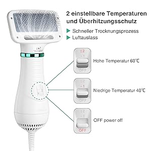ownpets hundefön, pet dryer hundefön 2 in 1 Haartrockner Bürste für kleine Hunde/Haustier/Pet