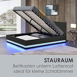 Amazon.de: ArtLife LED Polsterbett Toulouse 140 × 200 cm mit Matratze