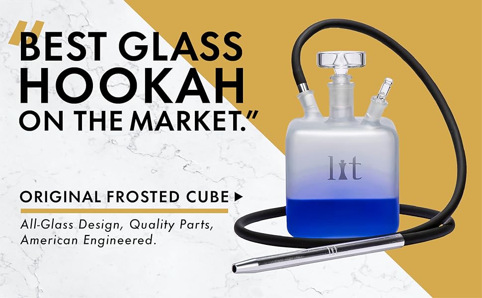 VooV Lit Cube All Glass Hookah Set (Frosted Glass) Health