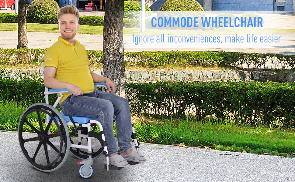 Personal Mobility Assist Waterproof Commode Shower Wheelchair