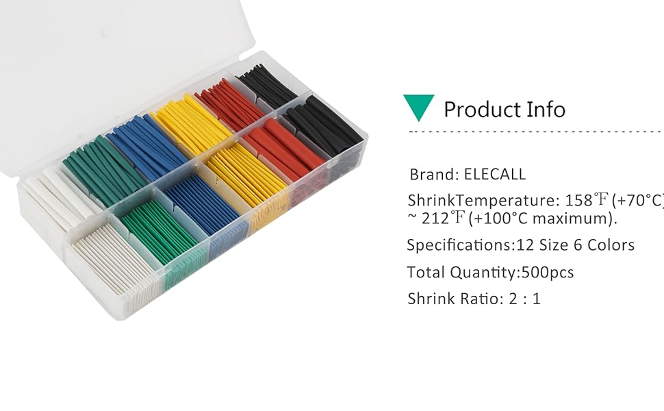500pcs Heat Shrink Wrap Tubing Kit 21 Wire Insulation