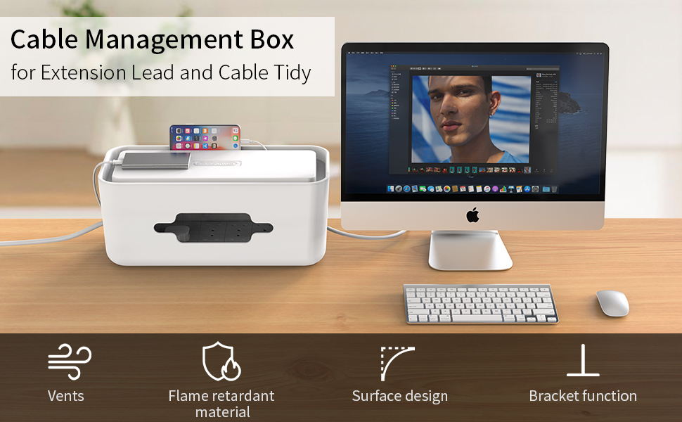 Cable Tidy Box Large for Storage Extension Lead, Management and