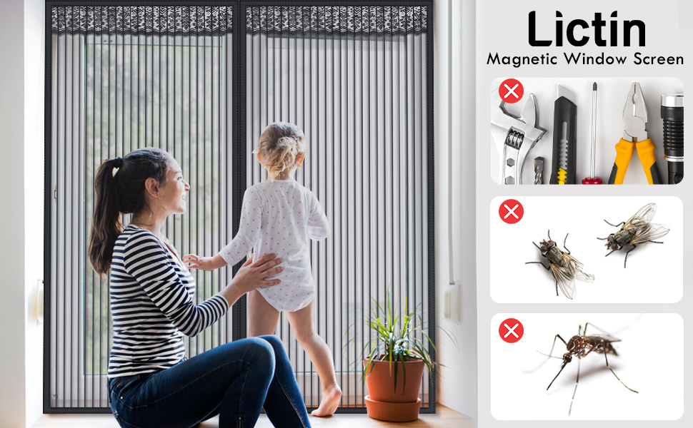 Window Screen, Lictin Fly Screen for Windows Max Size 130 x