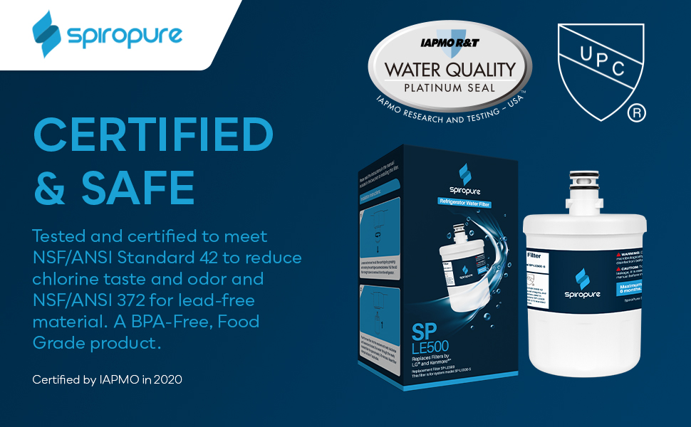 SpiroPure SPLE500 NSF Certified Refrigerator Water Filter