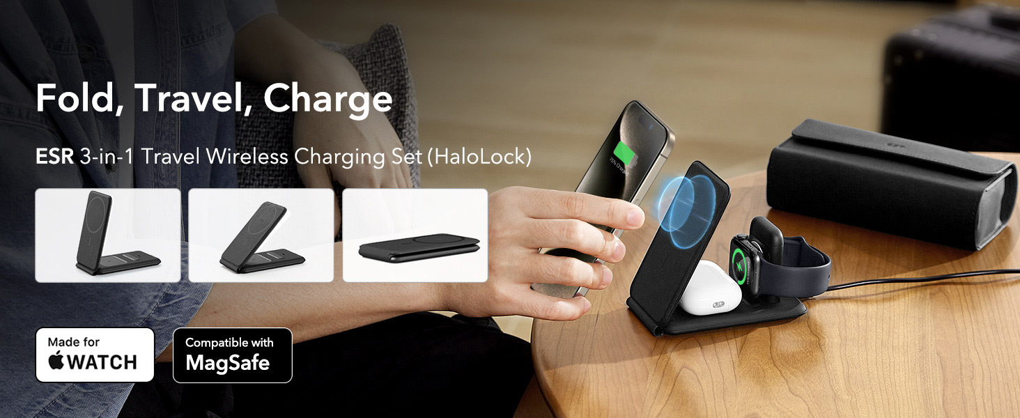 バッテリー+充電器 ESR 3-IN-1 WATCH WIRELESS CHARGING SET Amazon.com: ESR for 3 in 1 Magsafe Charger, Travel Charger