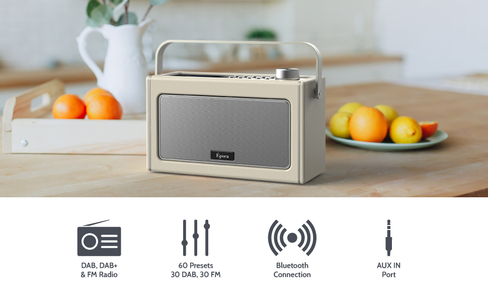 i-box Epoca DAB/DAB+ & FM Portable Radio with Bluetooth