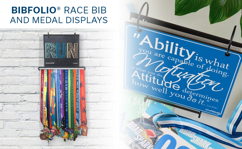 bibfolio race bib and medal displays