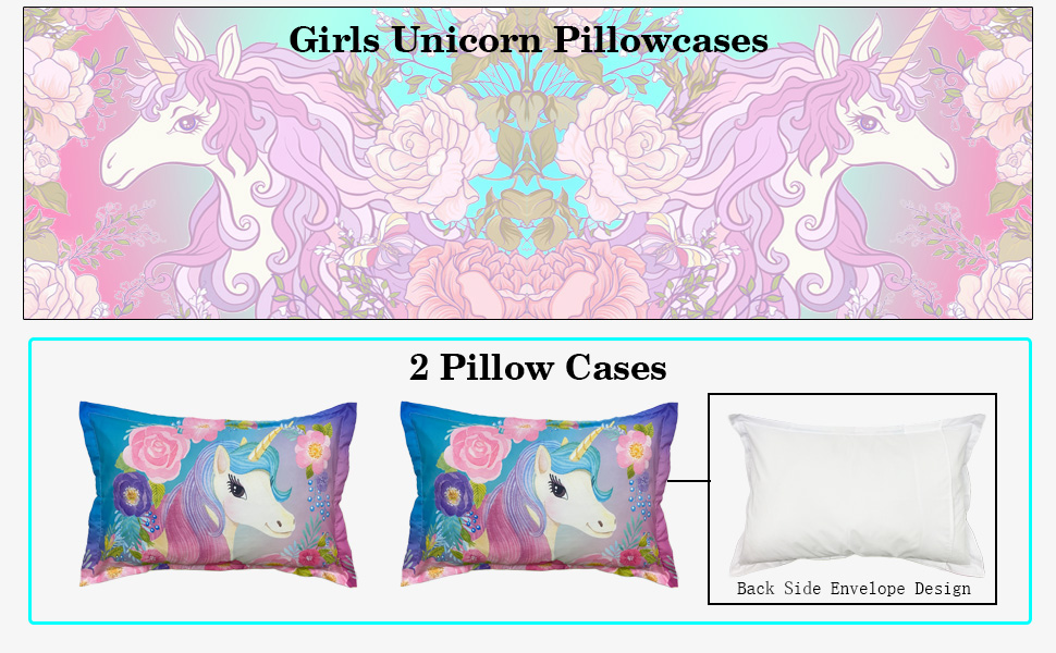 ADASMILE A & S Kids Unicorn Pillow Cases 2 Pieces Cute