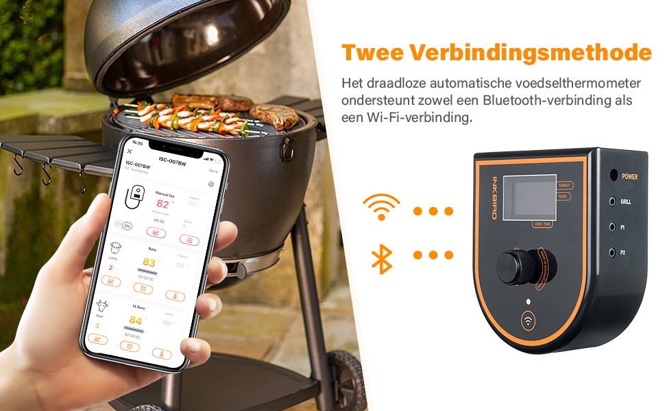 INKBIRD BBQ Temperatuurregelaar ISC007BW,Automatische BBQ Grill Smoker