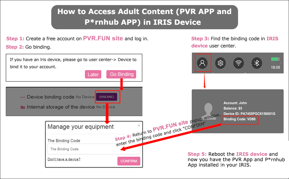 how to access adult content in pvr iris vr headset