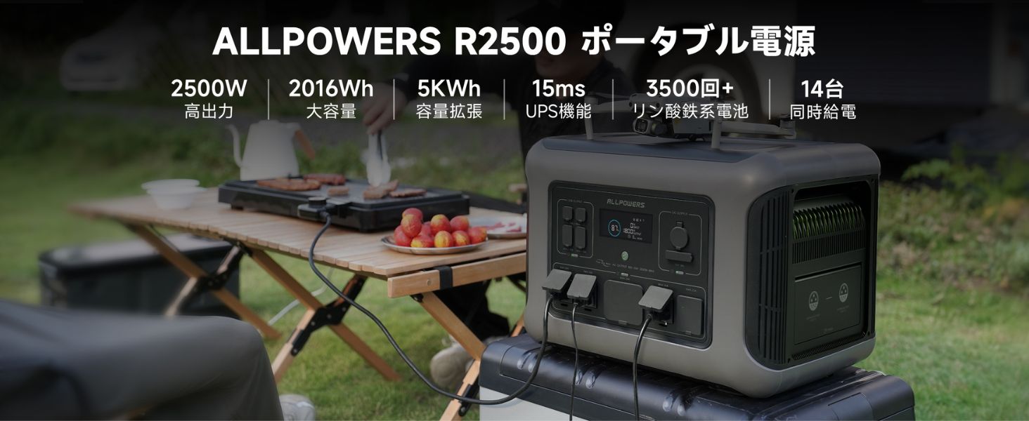 ALLPOWERS ポータブル電源 2500W ALLPOWERS大型ポータブル電源R2500(2016Wh/2500W) – ALLPOWERS