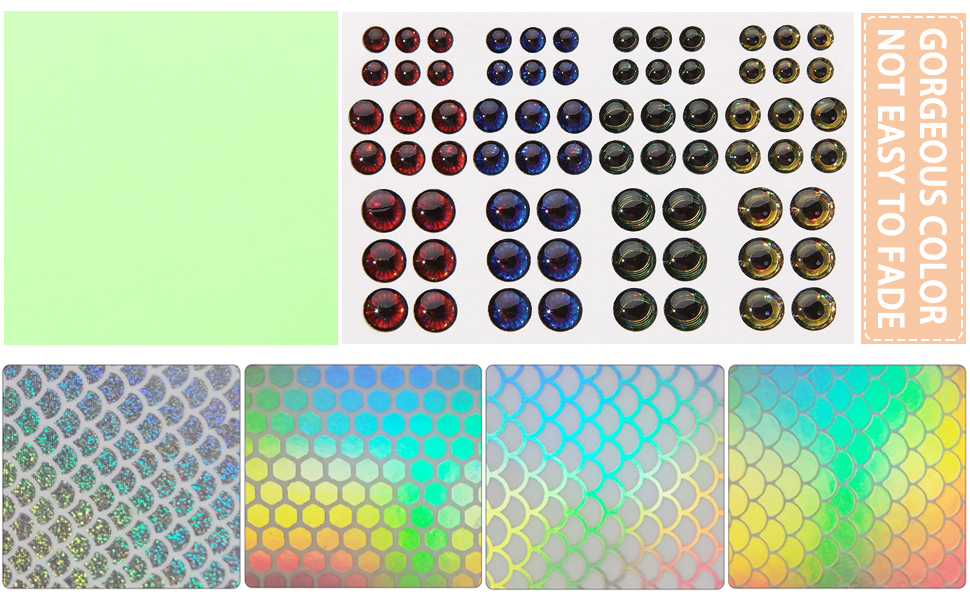 OROOTL 375pcs 5D Fishing Lure Eyes and Stickers, Lifelike Artificial