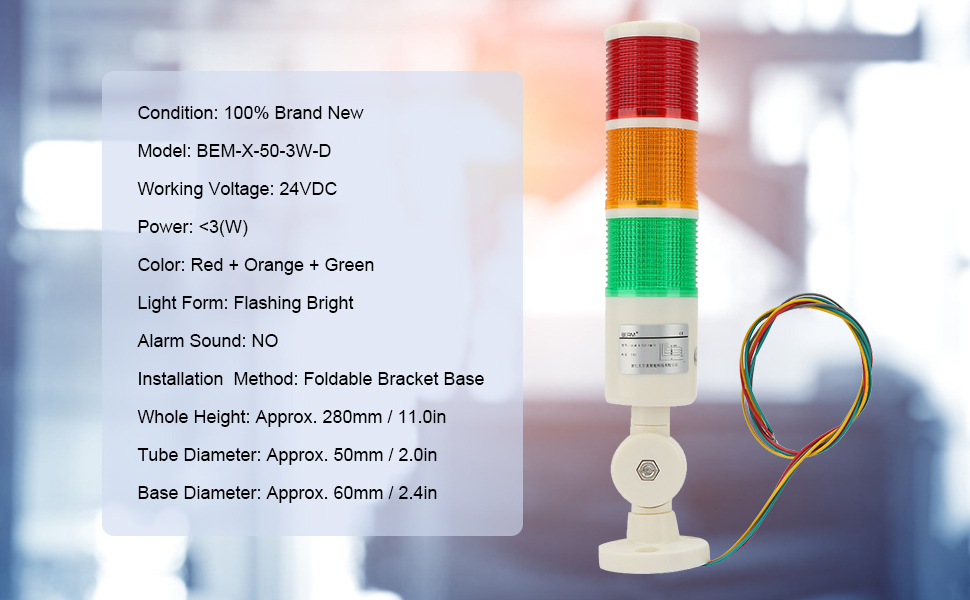 24VDC Industrial Machine Signal Light, Red Green Orange Column LED