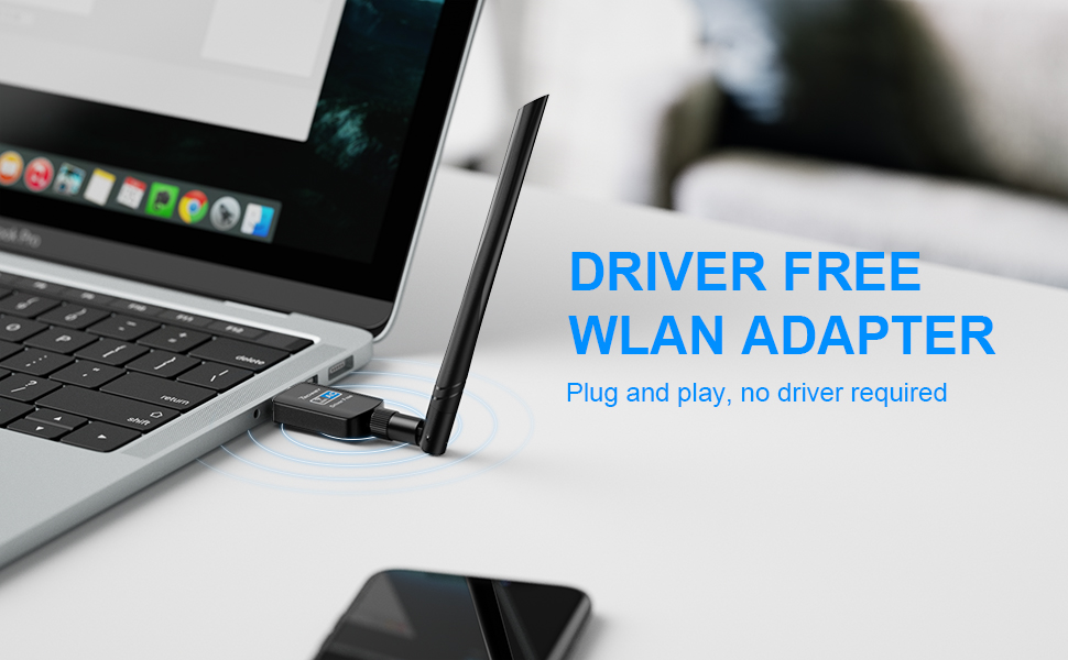 Techkey Wifi Adapter ac600Mbps，Wireless Usb Adapter 2.4GHz/5.8GHz Dual