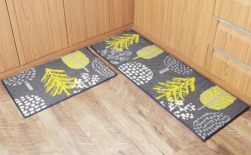 U'Artlines Kitchen Rugs Set 2 Piece NonSlip Kitchen Mats and Rugs
