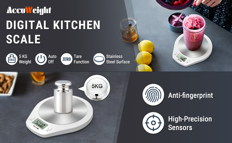 ACCUWEIGHT Digital Kitchen Scales Food Scale for Baking Cooking