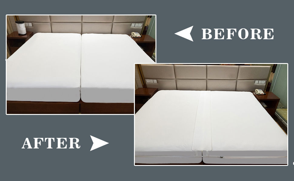 Ruili Bed Bridge Twin to King Converter Kit with Bed Sheet Fastener Bed