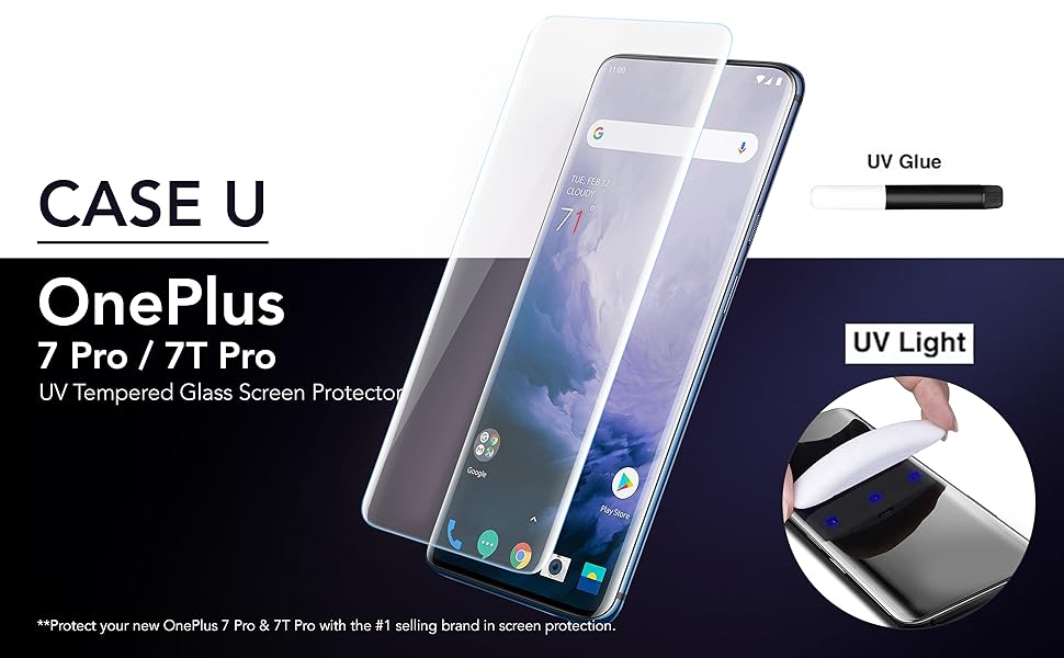 Case U tempered glass for oneplus 7 Pro/ 7T Pro advanced border less