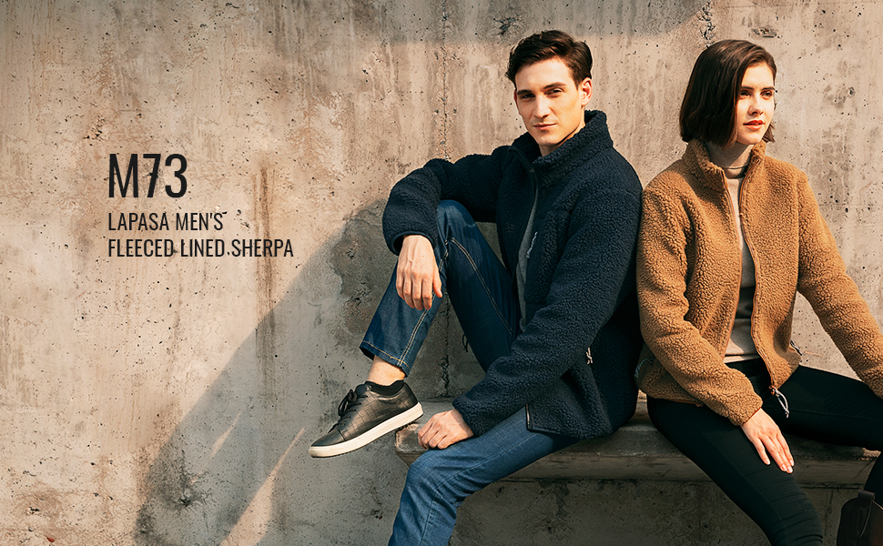 LAPASA Men's Heavy Antistatic Fleece Lined Sherpa Jacket Stand Collar