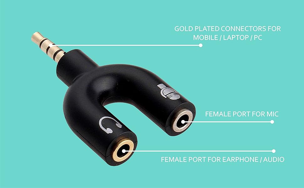Fyugo™ 3.5mm Audio Jack to Headphone Microphone Splitter Converter