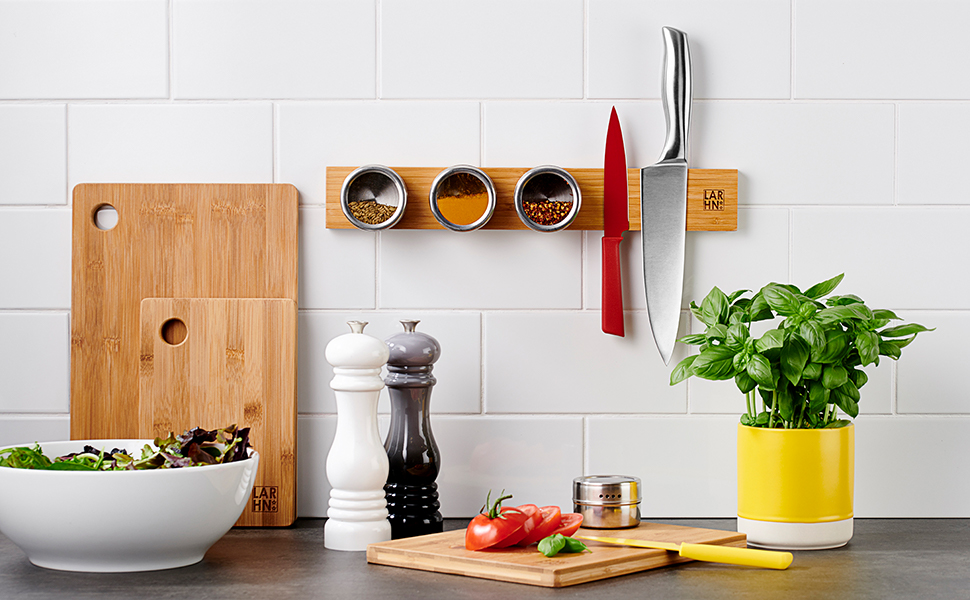 LARHN Knife Holder, Wood, Install With or Without Drill, 40 cm Amazon.de Home & Kitchen