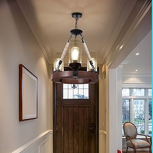 wooden foyer blown glass seedy chandelier light