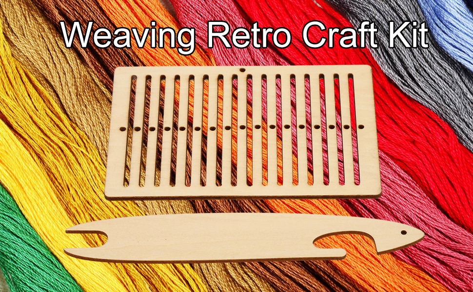 Walfront 2 Pcs Weaving Retro Craft Kit Weaving Wooden