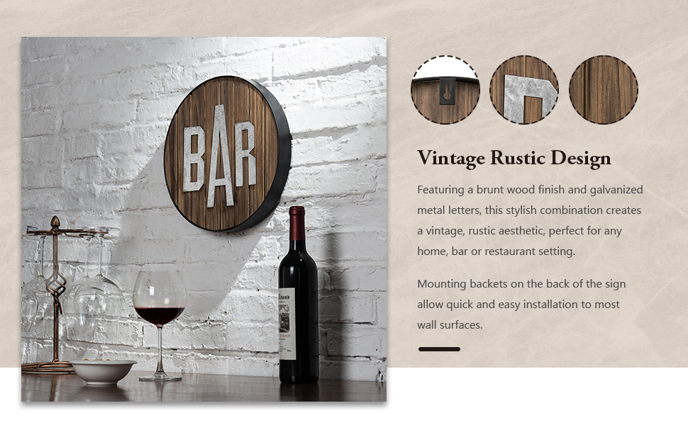 rustic wall mounted bar sign wall decor kitchen restaurant hanging plaque distressed signs artwork