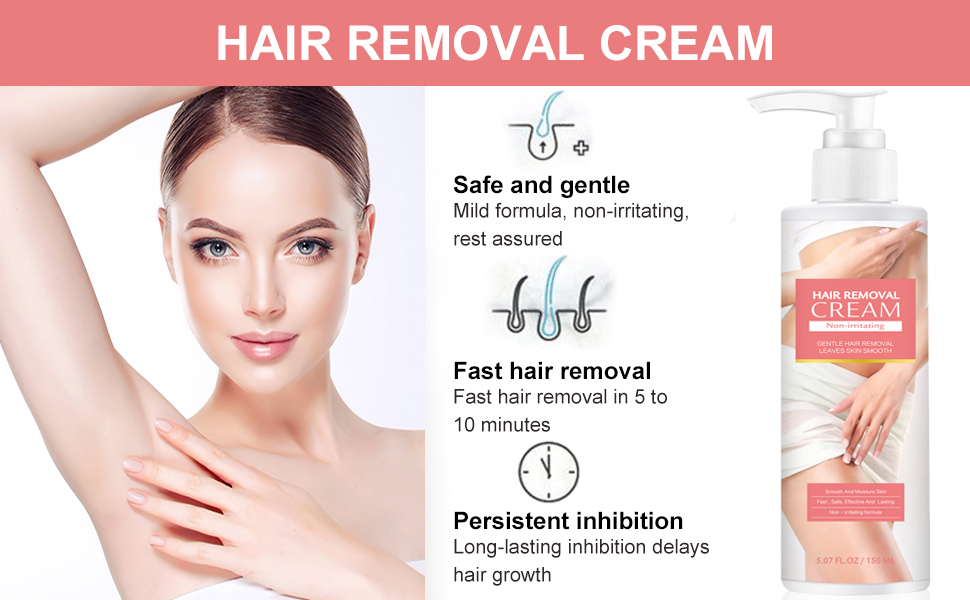 Hair Removal Cream for Women, Skin Friendly Painless Flawless Depilatory Cream