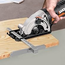 WORX Scie Circulaire Sans Fil 18V(20V MAX), Batterie Powershare, WX527.1 20 scie circulaire coupe bois sans fil électrique lame main guide parallèle outil outillage puissant