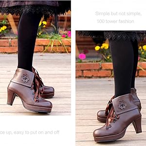 Amazon | [cnstone] ロリータパンプス ショートブーツ 後ろ