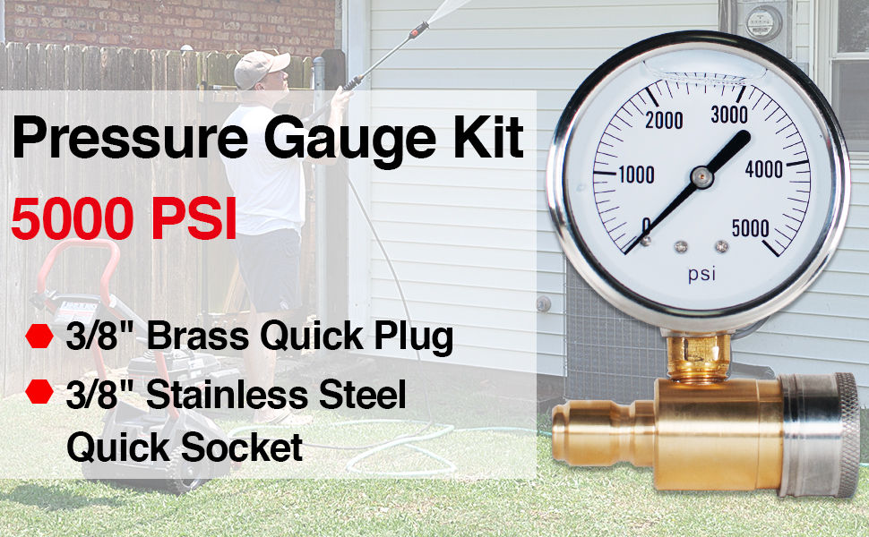 YAMATIC Pressure Gauge Kit for Pressure Washer 3/8 Inch