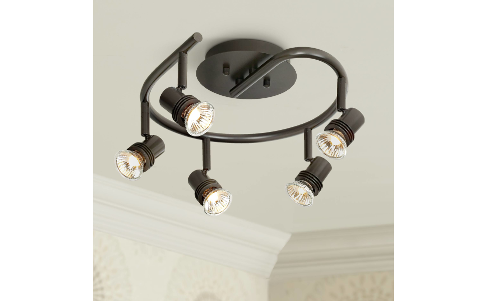 Pro Track Spiral Bronze 5Light LED Ceiling Fixture Close To Ceiling Light Fixtures