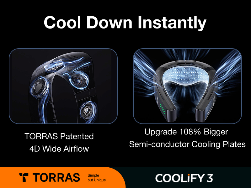 Amazon.com: TORRAS COOLIFY 3 限量版頸式空調藍橙可換式便攜式