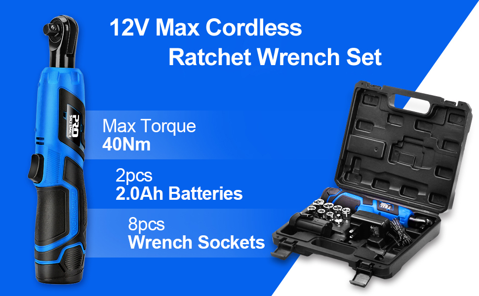 Prostormer 3/8" Cordless Ratchet Wrench Set, 12V Electric