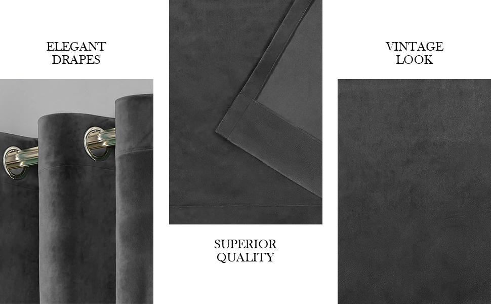 Oxford Homeware Crushed Velvet Eyelet Grey Curtains Super Soft Lined