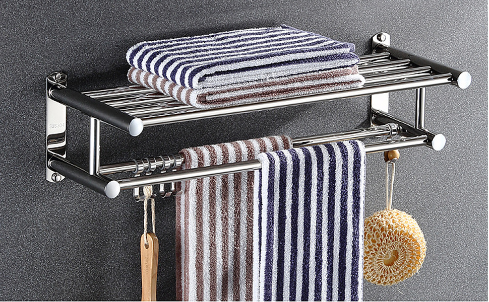 60 cm Long Towel Rack Stainless Steel SUS 304 Towel Rail Bathroom