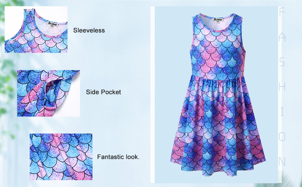 Jxstar Girls Dress Sleeveless Printing