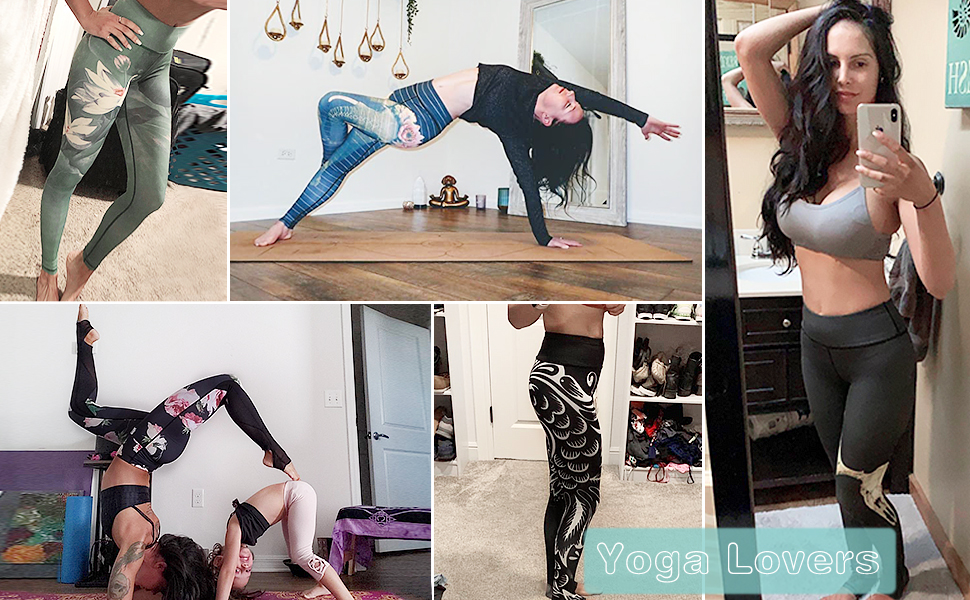 Witkey Yoga Pants Yoga High Waist Power Flex Capris Printed Workout Leggings for Fitness Riding