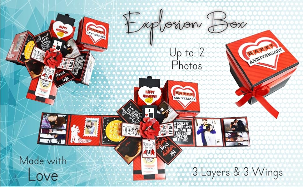 Explosion Box 3 Layered Handmade Anniversary Explosion Box Romantic