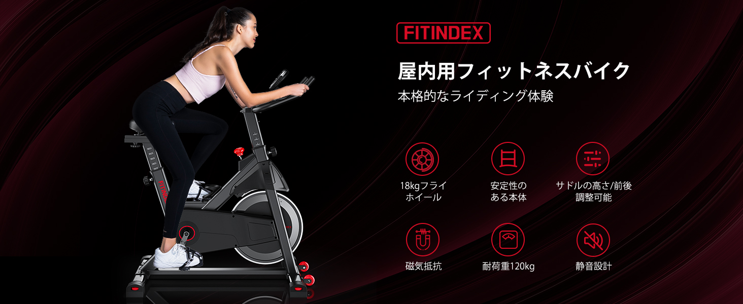 FITINDEX エクササイズバイク 黒 Amazon.co.jp: FITINDEX フィットネスバイク フィット