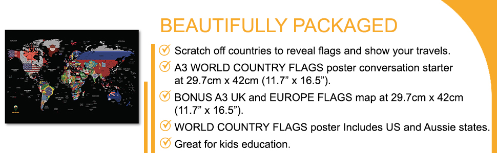 Wereldwijde Walkabout Scratch Off World en UK Map met kleuren achtergrond