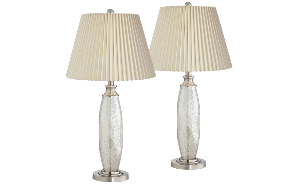 360 Lighting Carol Modern Table Lamps Set of 2 28" Tall Mercury Glass