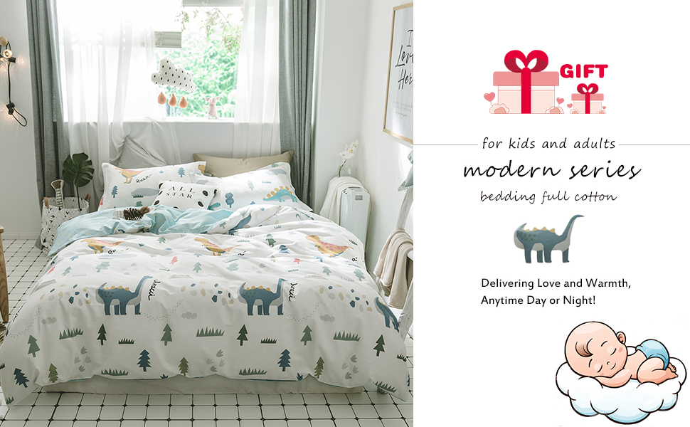 Amazon Com Bulutu Dinosaur Kids Bedding Sets Twin Cotton White 3