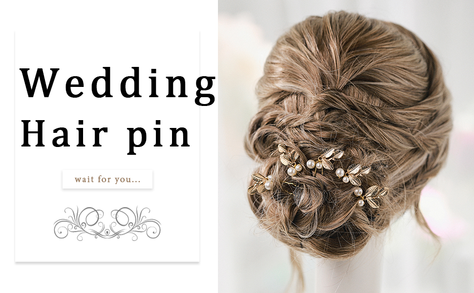 Unicra Wedding Gold Hair Pins Leaf Hair Set Pearl Jewelry Decorative Bridal Pearl Hair Accessories