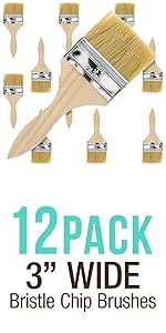 12pk - 3&#34; Wide Bristle Chip Brushes