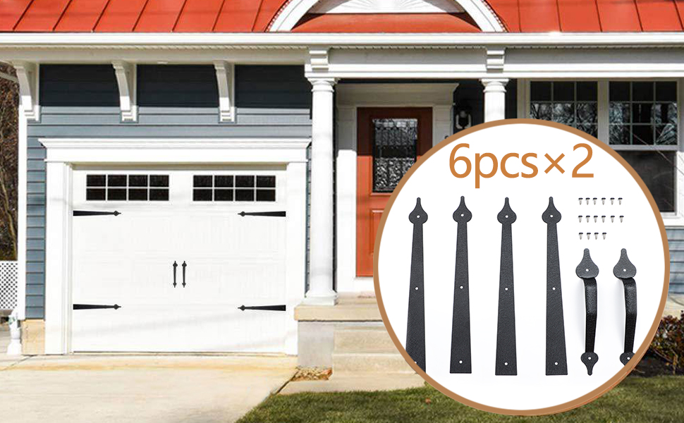 Garage Carriage Door Hinges Iron Decorative Garage Handles Hardware Kit