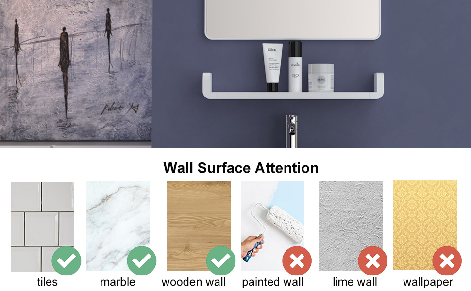 Laigoo Floating Shelf Wall Shelf Adhesive NonDrilling, U Bathroom