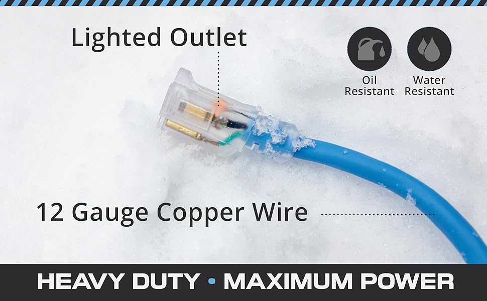 Iron Cable 100 Ft All Weather Extension Cord Stays Flexible in