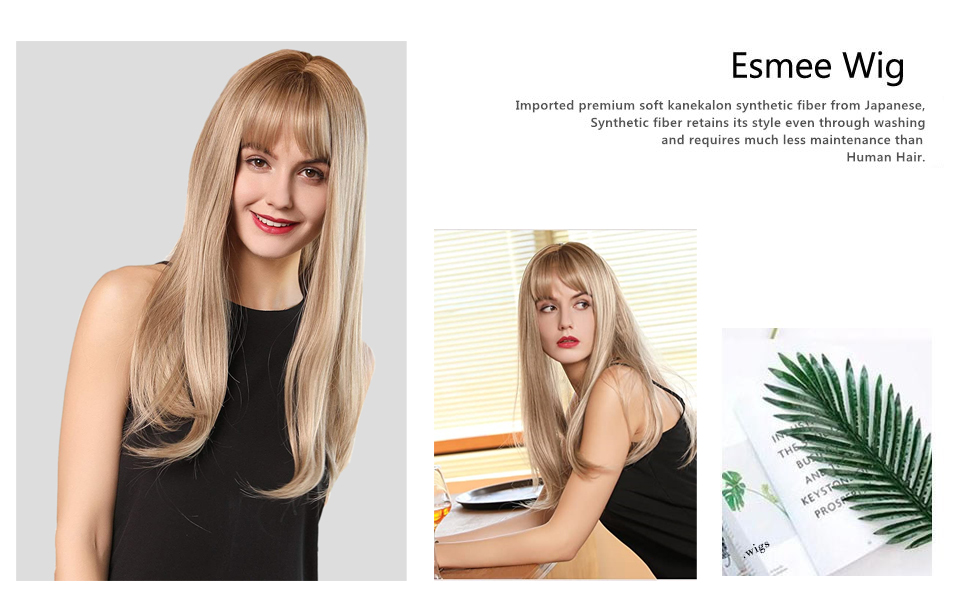 Esmee 24 Inches Charming Wig Light Gold Long Wigs for Women Middle